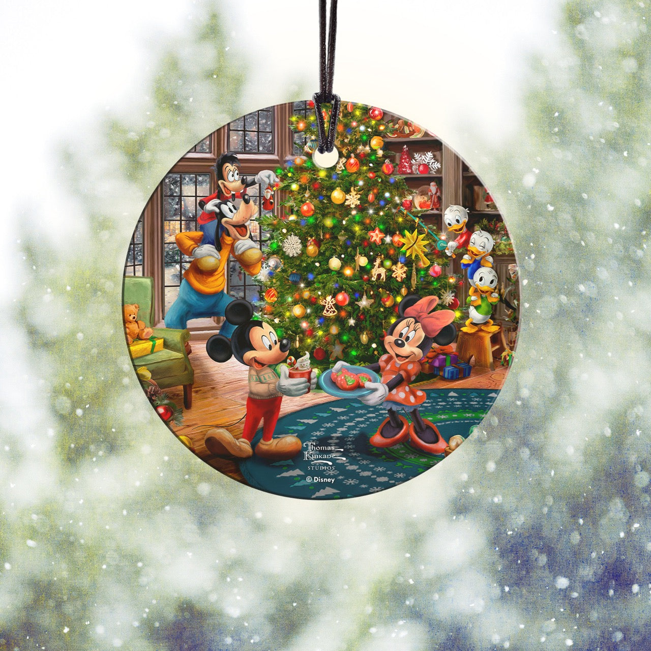 Disney (Mickey and Minnie Trimming the Tree) StarFire Prints™ Hanging Glass Print SPCIR1322